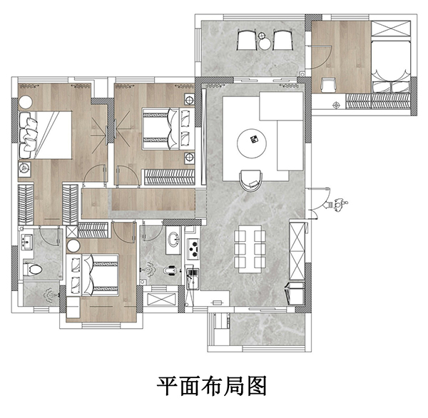 成都大晶裝飾公司120㎡輕奢風(fēng)四居室裝修案例效果圖 在清亮的空間里，獨(dú)享溫馨與安定